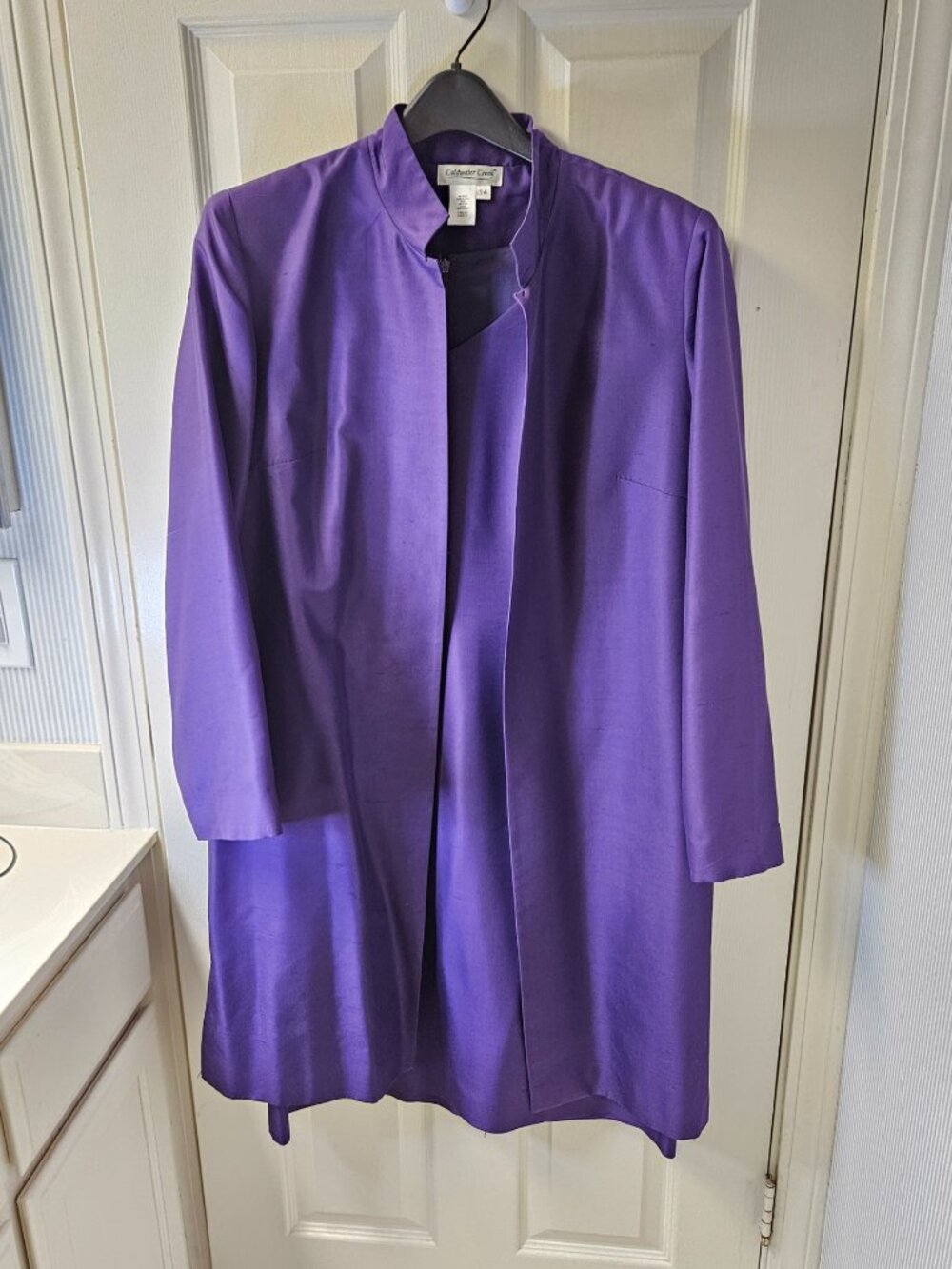 Coldwater Creek Matching 100% Silk Purple Duster & Coat Set - size 14
